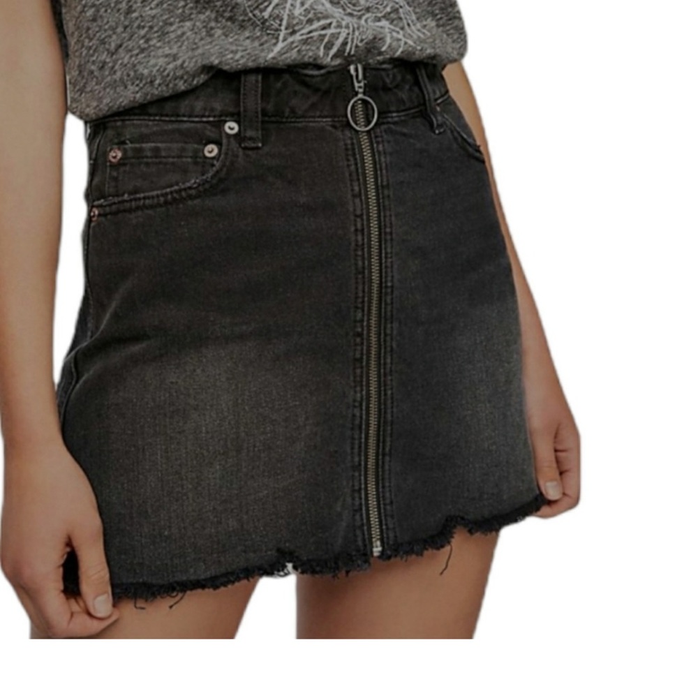 Free People Black Jean Skirt